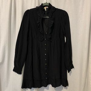 Joie Silk Ruffle Dress in Black